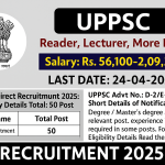 UPPSC Various Post Direct Recruitment Online Form 2025